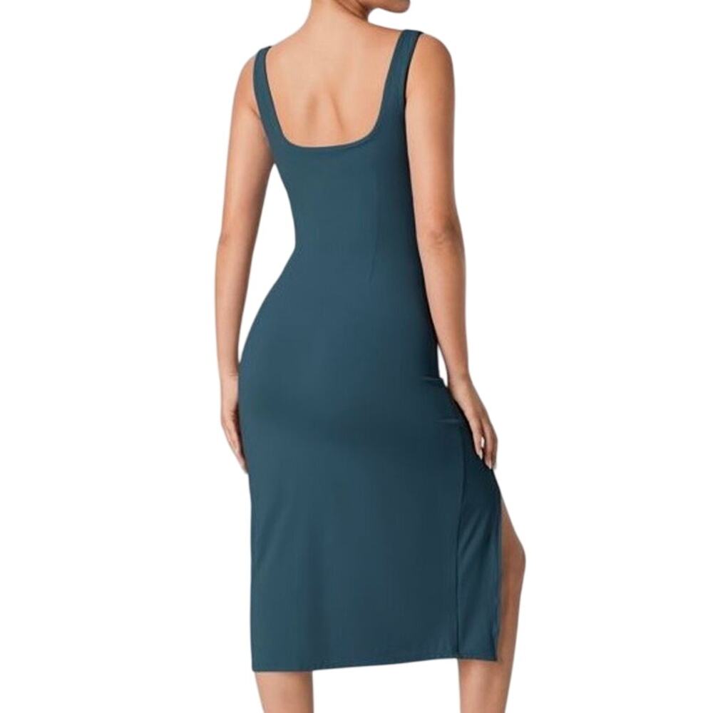Halara Softlyzero Airy Square Neck Corset Ruched Split Bodycon Midi Dress Size L - Picture 8 of 14